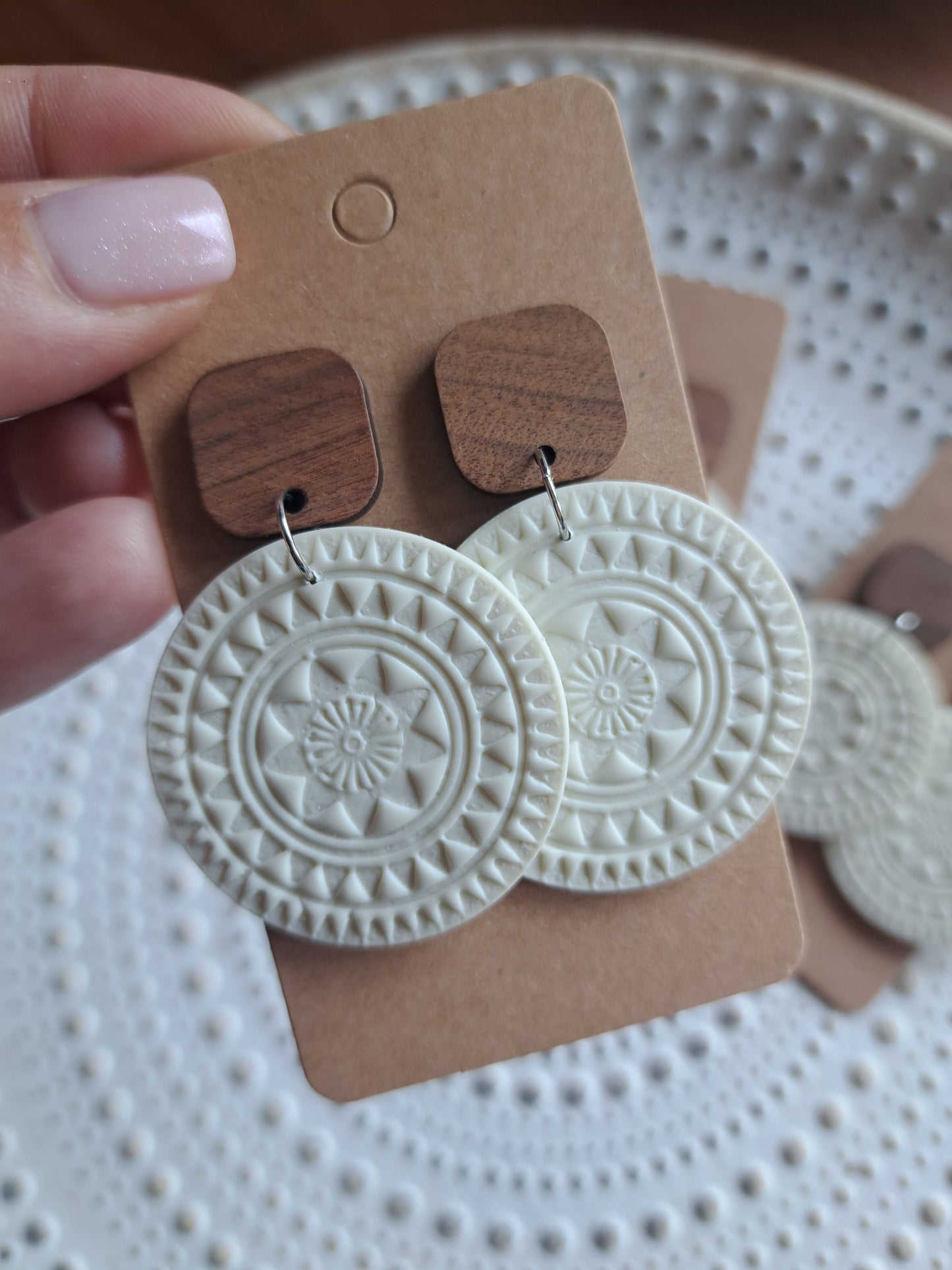 Ohrringe - Hänger - silber - Holz